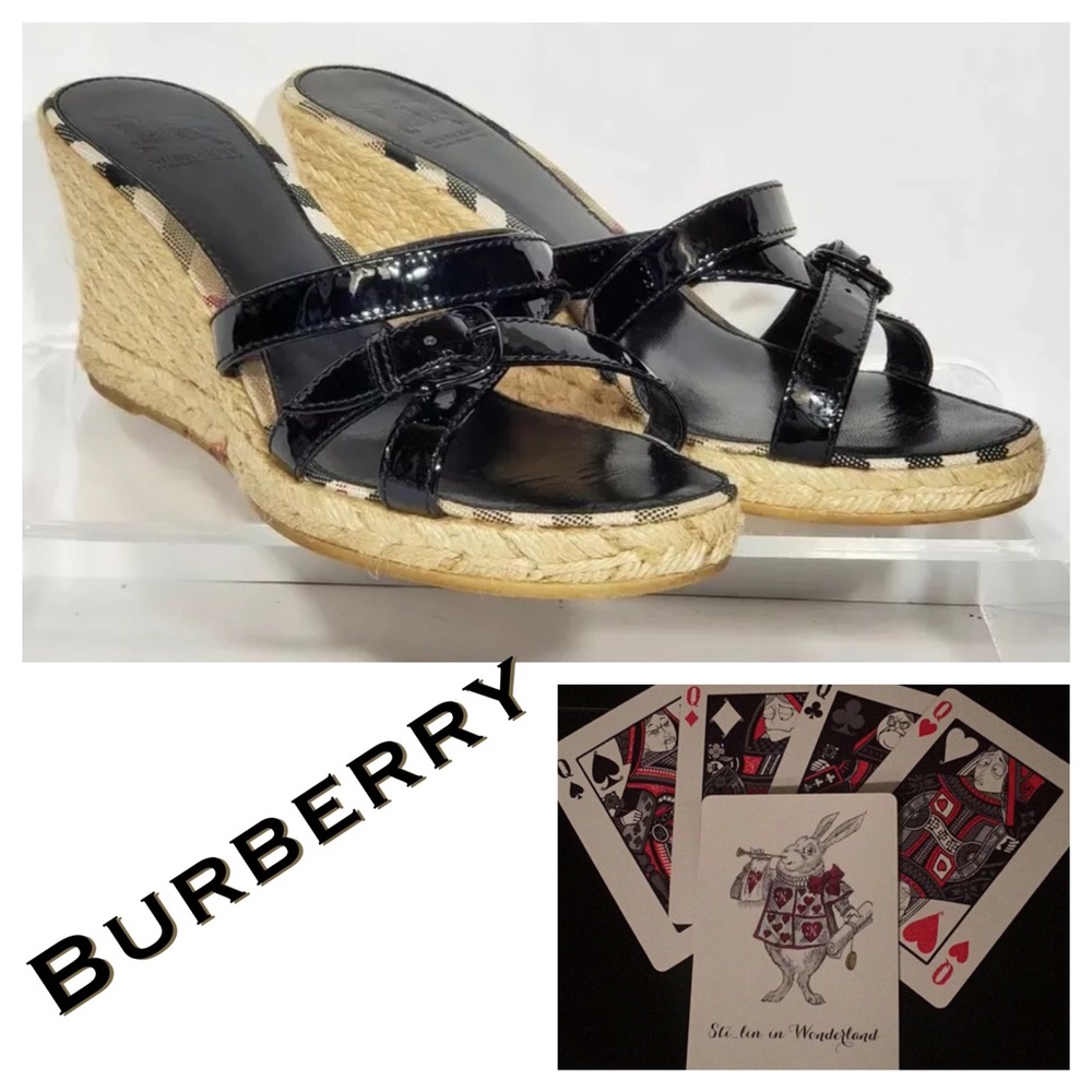 Burberry Nova Check Espadrille Wedge Sandals 39